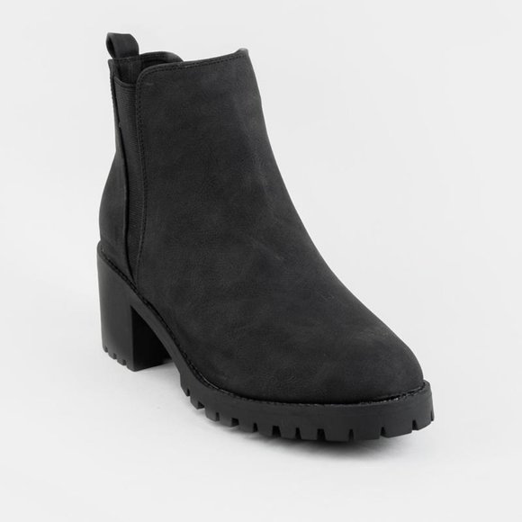 Desire Lace less Lug Black Combat Boot - Picture 1 of 6